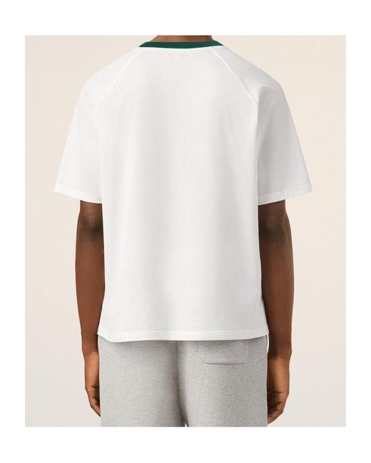 AMI White Ami Contrast Collar Logo T-Shirt for men