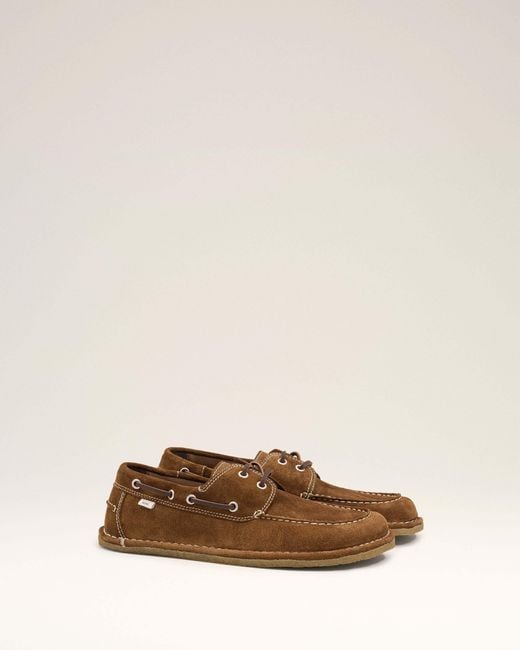 AMI Brown Lace-Up Boat Loafers for men