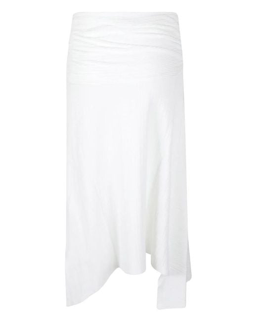 Victoria Beckham White Twisted-Detail Midi Skirt