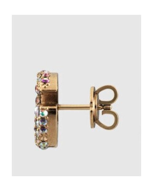 Gucci White Gg Marmont Crystal Earrings