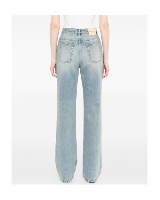 McQueen Blue Straight-Leg Embellished Jeans