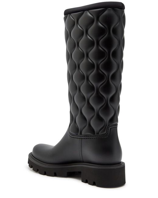 Moncler Black Kickstream High Quilted Rubber Wellington Boots