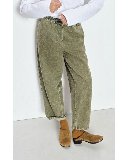 American Vintage Green Elastic-Waist Casual Trousers