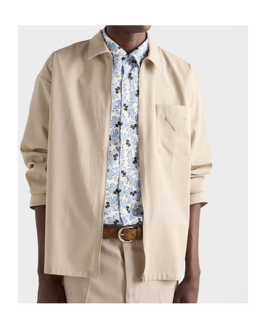 Prada Natural Zip-Up Straight Hem Overshirt for men