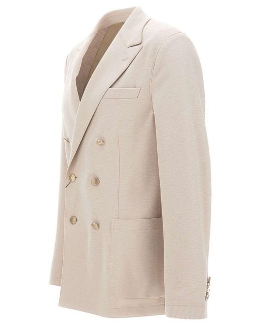 Eleventy Natural Double-Breasted Peak-Lapel Blazer for men
