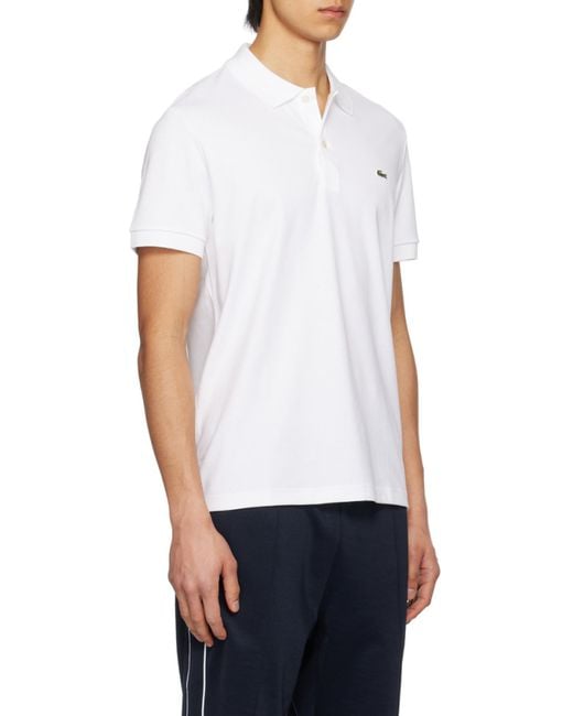 Lacoste White Logo Patch Regular Fit Polo Shirt for men