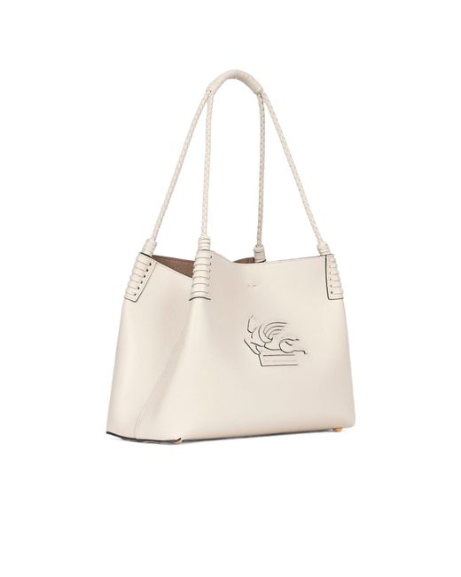 Etro White Libra Pegaso Patch Small Tote Bag