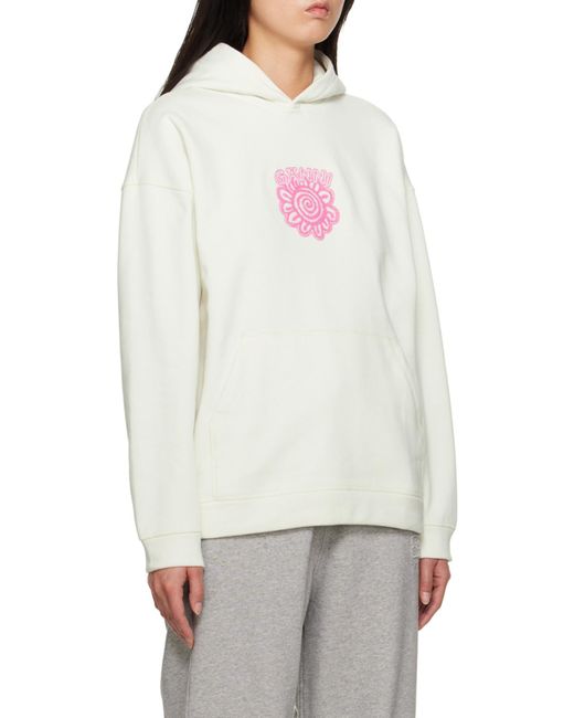 Ganni White Logo-Appliqué Long-Sleeved Hoodie