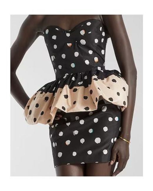 Fendi Black Printed Bustier Taffeta Dress