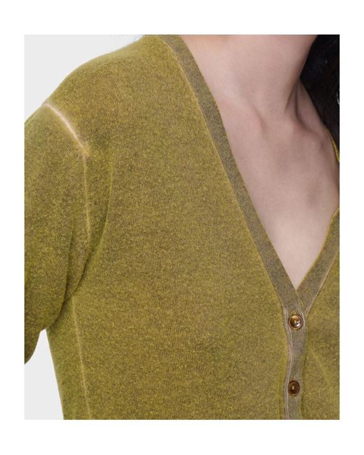 Maison Margiela Green Virgin Wool V-Neck Cardigan