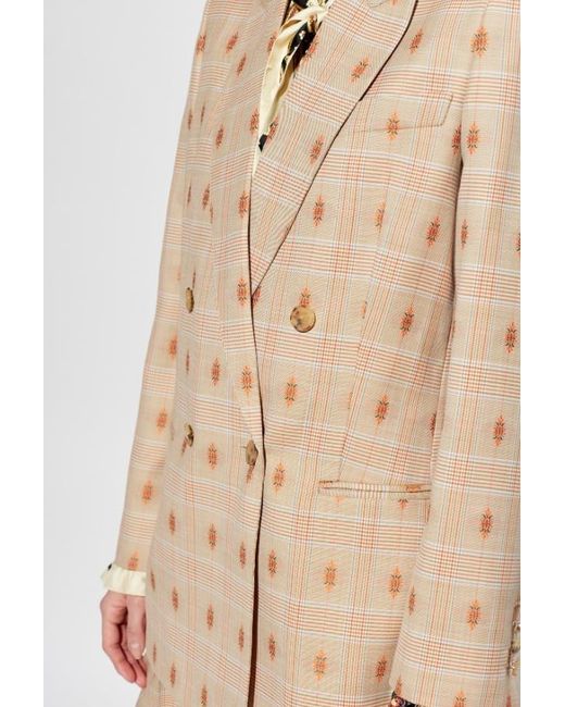 Etro Natural Checked Double-Breasted Blazer