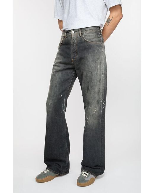 Acne Gray Loose-Fit Distressed Jeans for men