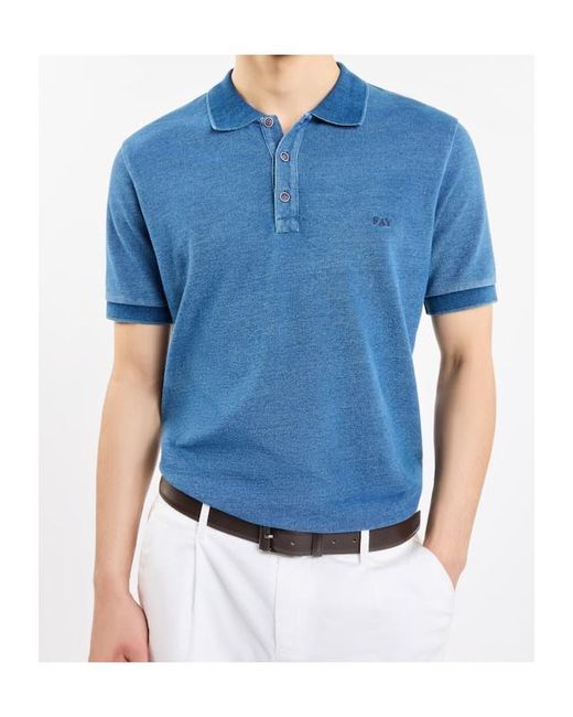 Fay Blue Short Sleeve Polo Shirt for men