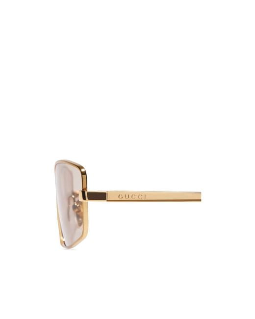 Gucci White Rectangular Frame Sunglasses for men
