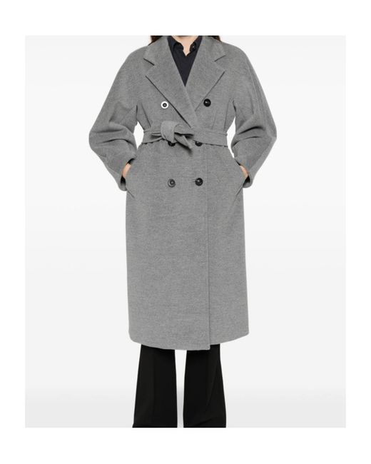 Max Mara Gray Collared Long-Sleeved Coat