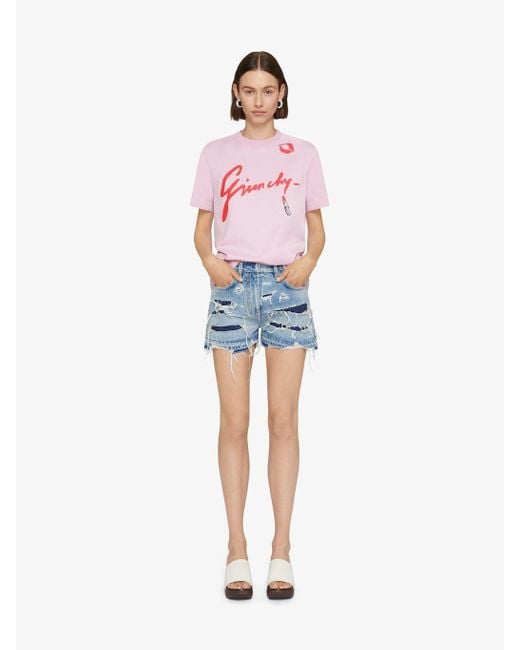 Givenchy Blue Mini Denim Shorts With Broken Holes
