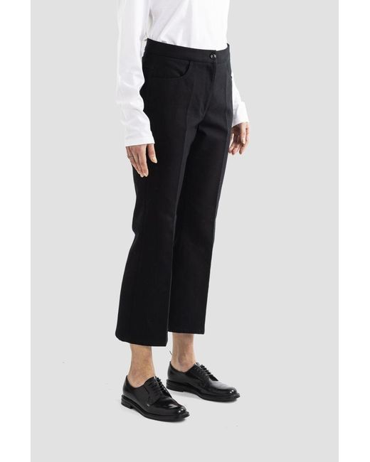 Jil Sander Black Flared Cropped Tailored Trousers