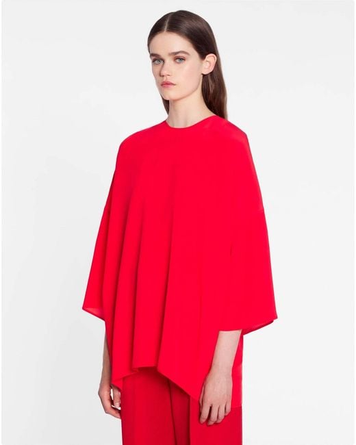 Lanvin Red Relaxed Fit Draped Blouse