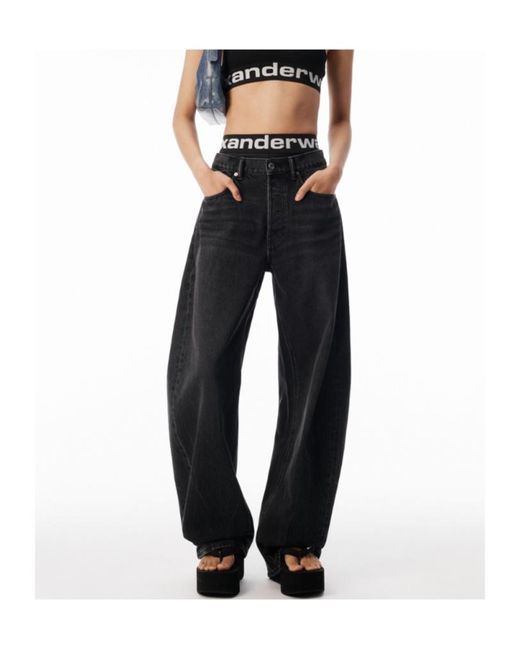 Alexander Wang Black Logo Waistband Blow-Up Jeans
