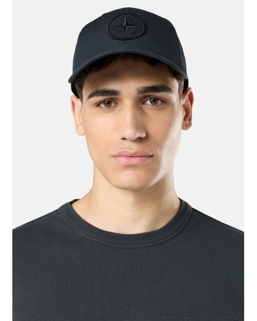 Stone Island Black Logo Embroidered Baseball Cap for men