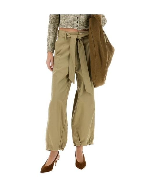 Alysi Green Belted Straight-Leg Trousers