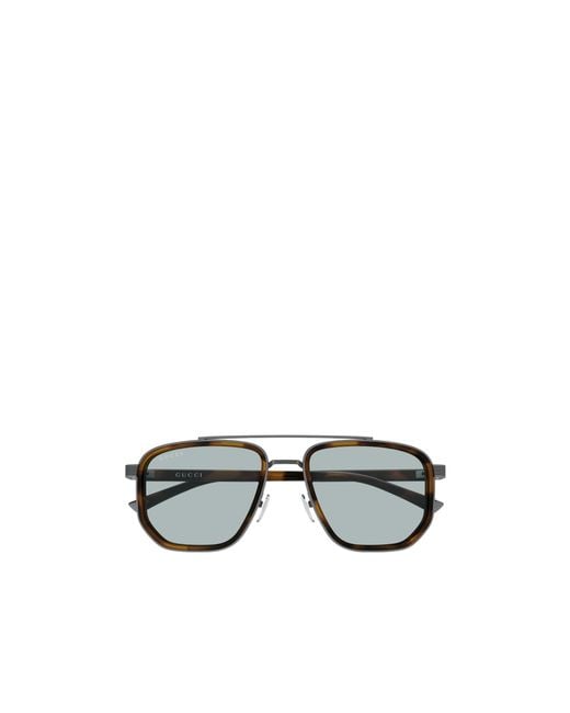 Gucci Metallic Eyewear Navigator Frame Sunglasses for men