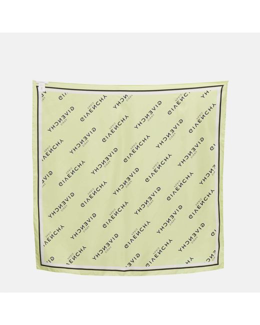 Givenchy Green Logo-Print Silk Scarf