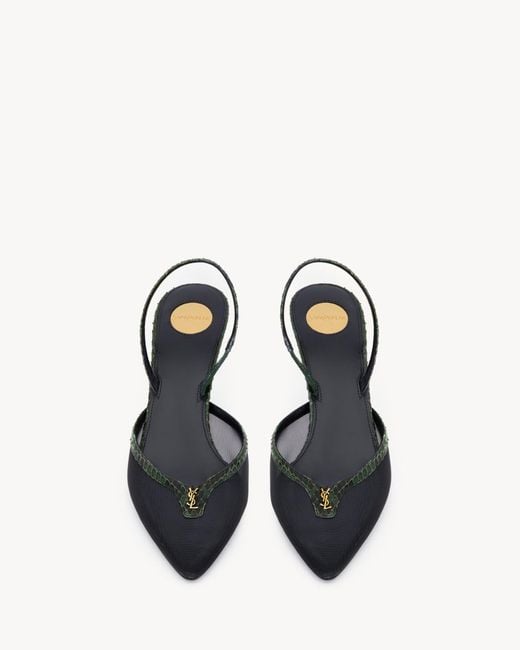 Saint Laurent Metallic Folie Slingback Heeled Pumps