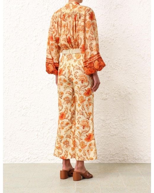 Zimmermann Orange Junie Billow Long-Sleeved Blouse