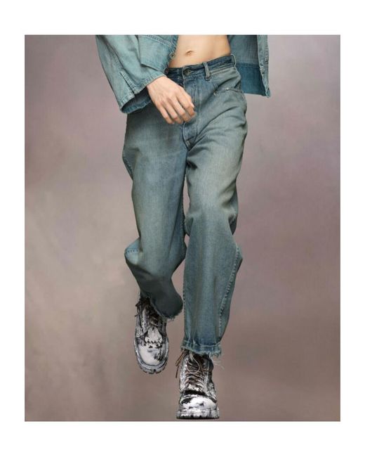 Maison Margiela Blue High-Waist Distressed Jeans for men