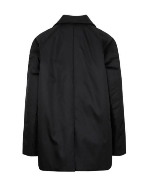 Prada Black Buttoned V-Neck Coat