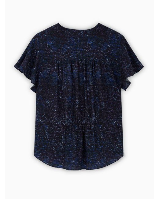 Isabel Marant Blue Speckled Pleated Blouse