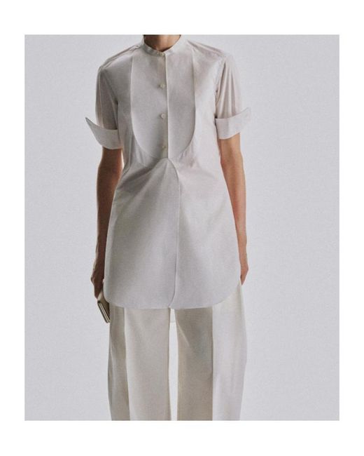 The Row White Elaris Bib-Panel Shirt