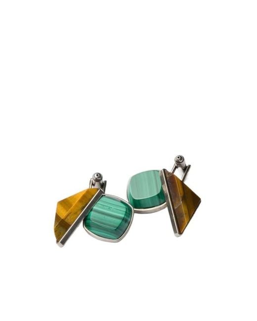 Prada Green Metal And Semi-Precious Stone Cufflinks for men