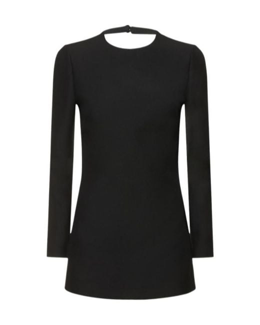 Valentino Black Wool Silk Crepe Couture Mini Jumpsuit