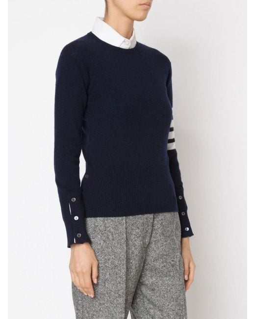 Thom Browne Blue 4-Bar Crewneck Jumper