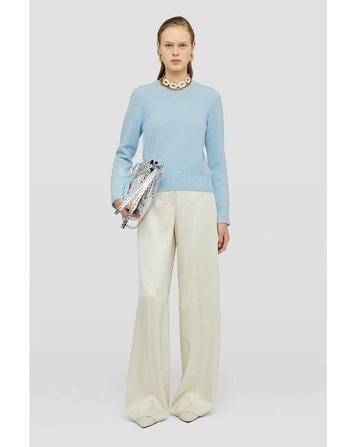 Jil Sander Blue Crewneck Long-Sleeved Jumper