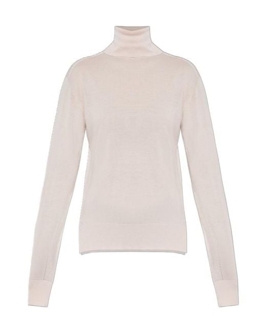 Jil Sander White High-Neck Plain Knit Sweater