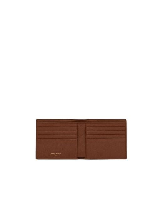Saint Laurent Brown Logo-Detail Leather Wallet for men
