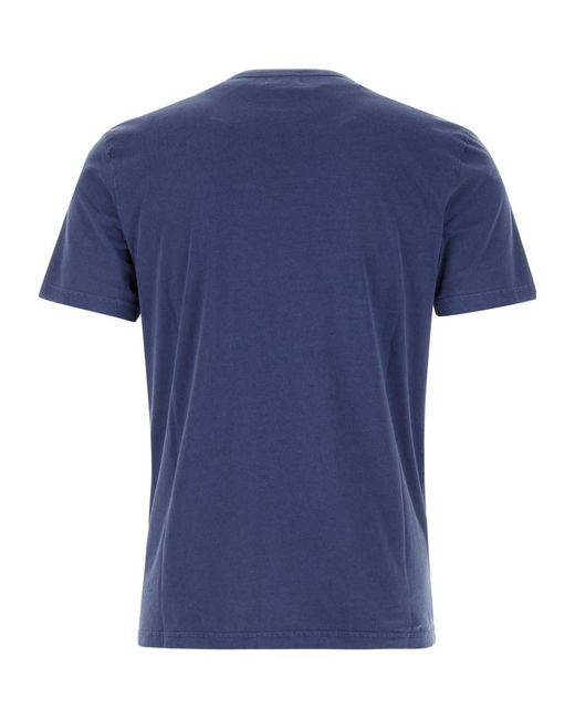 Woolrich Blue Crewneck Short-Sleeved T-Shirt for men