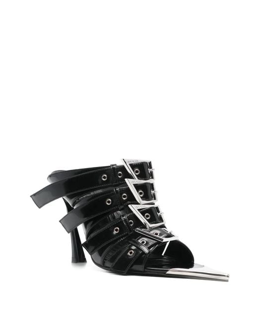 Mugler Black 100Mm Buckle-Detailed Mules