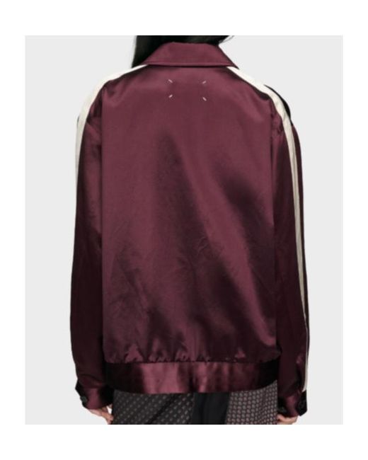Maison Margiela Purple Contrast-Stripe Satin Jacket