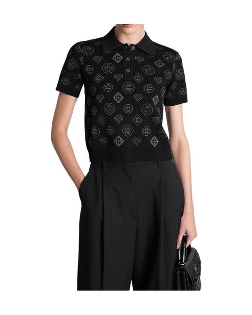 Casablanca Black Monogram Jacquard Polo