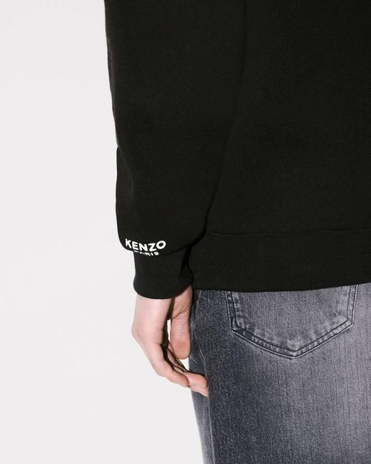 KENZO Black Safety-Pin Embellished Long-Sleeved Hoodie