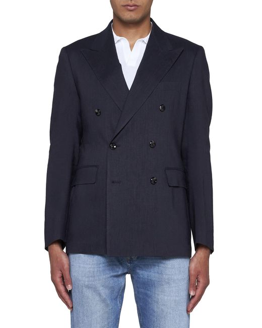 Tagliatore Blue Long Sleeved Double Breasted Jacket for men