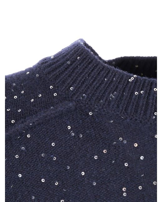 Antonelli Blue Sequined Long-Sleeved Sweater