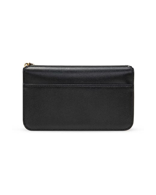 Saint Laurent Black Cassandre Foldover Top Shoulder Bag