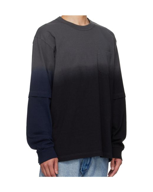 Sacai Blue Patch-Pocket T-Shirt for men