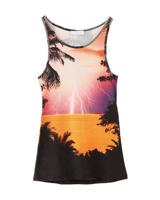 Rabanne Pink Graphic-Print Ribbed Tank Top