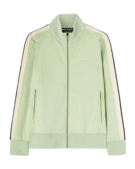 Palm Angels Green Logo Embroidered Track Jacket for men